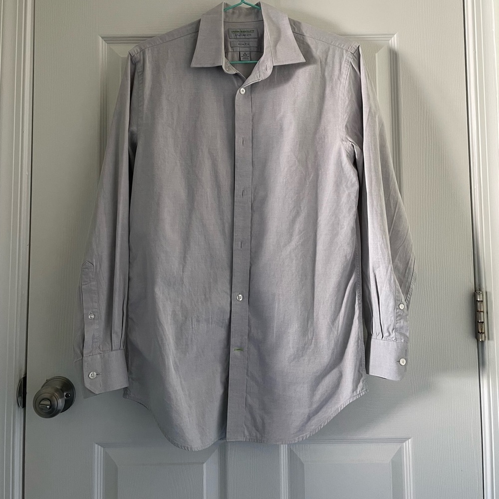Men's John Bartlett Statements Slim fit Long Sleeve Shirt Light Gray 32/33